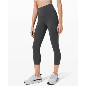 2 Lululemon Wunder Under Train High Rise Crop 21" Heather Gray Leggings